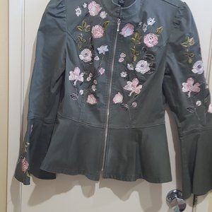 Embroidered peplum jacket